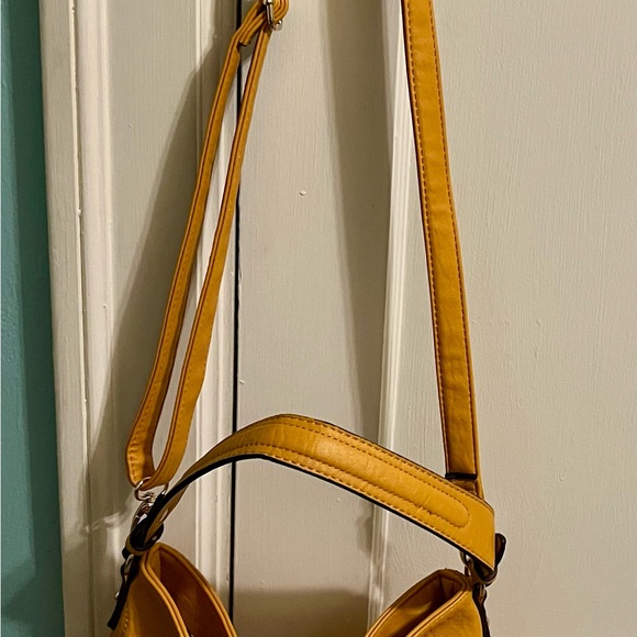 Vibrant Yellow Slouchy Shoulder Bag with Ruched Details by Jessica Simpson. - Picture 10 of 12